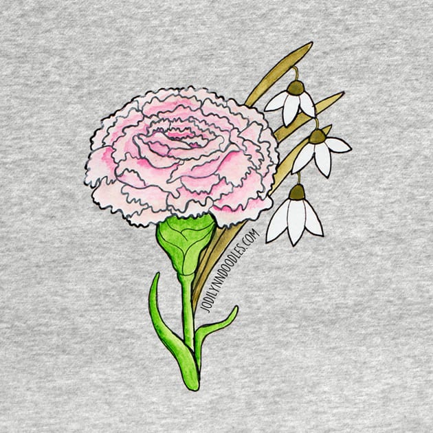 Birth Flower.- January Carnation and Snow Drops by JodiLynnDoodles